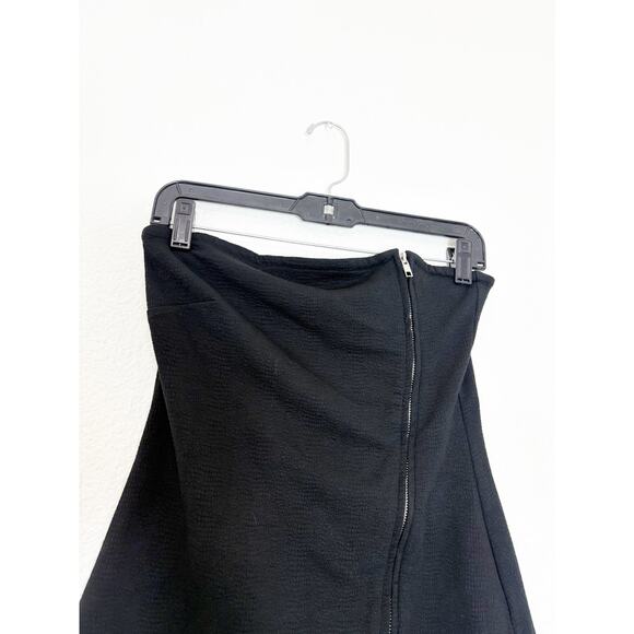 Anthropologie Maeve Asymmetrical Zipper Tube Top Black Size Small Quiet Luxury - Picture 4 of 11